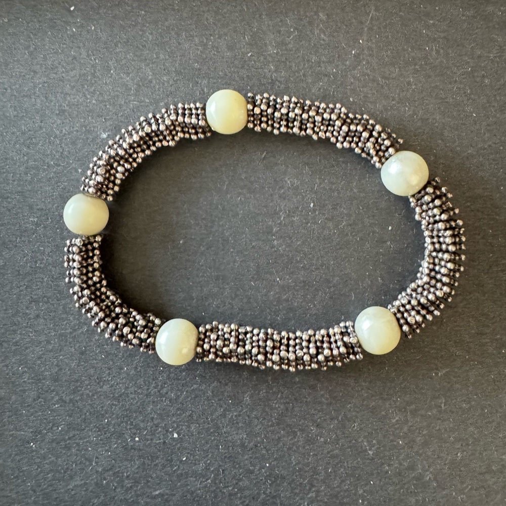 Vintage silver and faux pearl bracelet